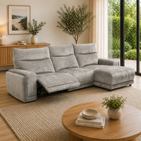 London Electric Fabric Recliner RFH Chaise USB Charging Port Slate Grey