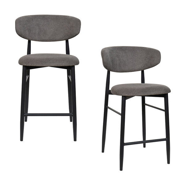 Louie 2pc Dining Bar Stool Chair Black Dark Grey