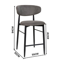 Louie 2pc Dining Bar Stool Chair Black Dark Grey