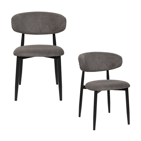 Louie 2pc Dining Chair Black Dark Grey