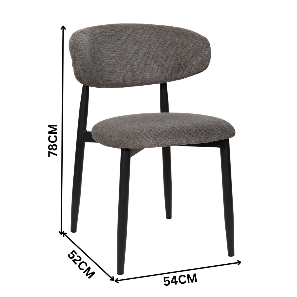 Louie 2pc Dining Chair Black Dark Grey