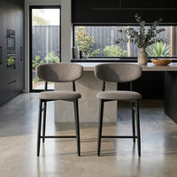 Louie 2pc Dining Bar Stool Chair Black Dark Grey