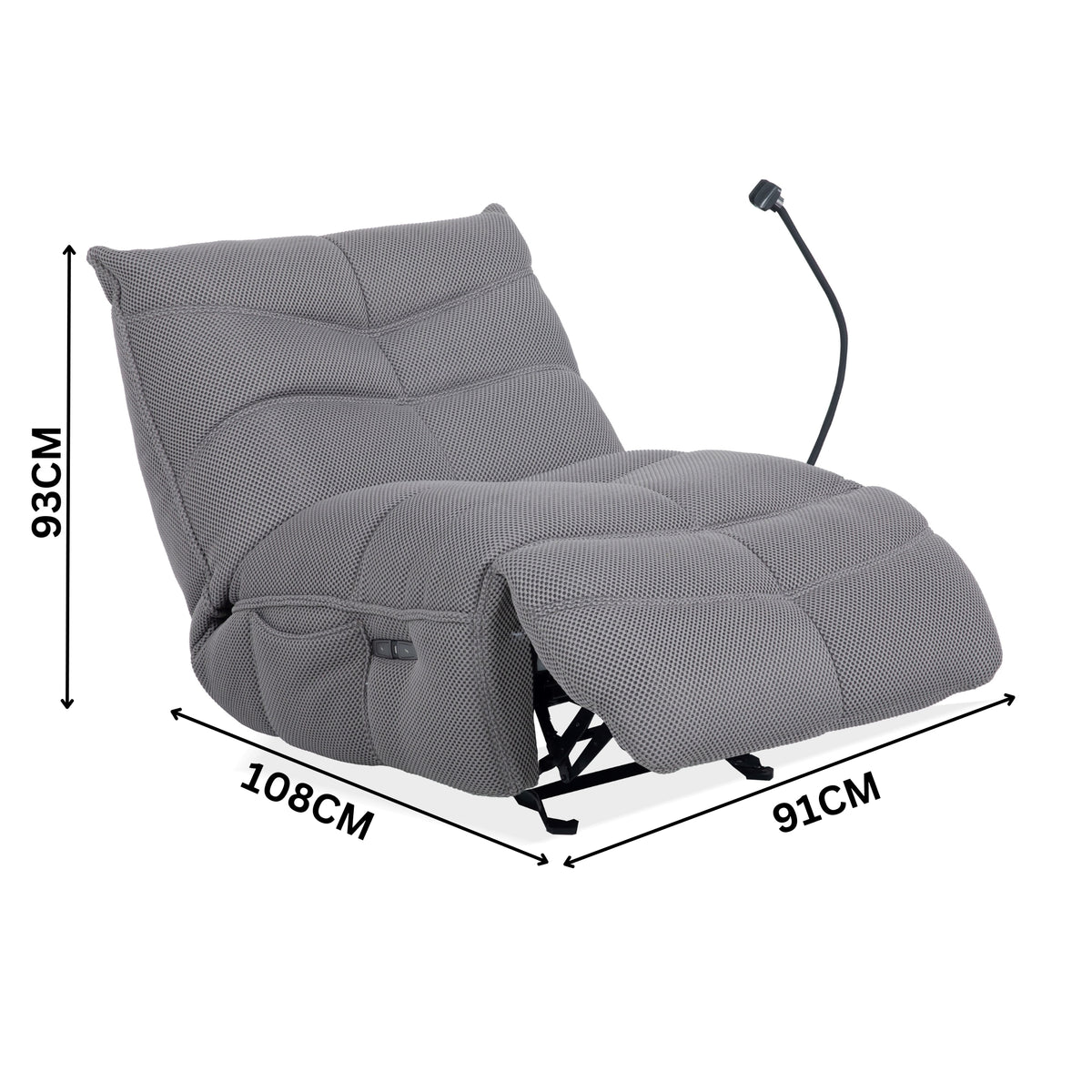 Lucas Recliner Gaming Chair Swivel USB Powered Port Grey