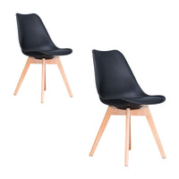 Lucian Set of 2 Dining Chairs Leather Plastic DSW Replica Black