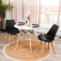 Lucian Set of 2 Dining Chairs Leather Plastic DSW Replica Black