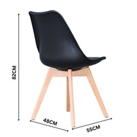 Lucian Set of 2 Dining Chairs Leather Plastic DSW Replica Black