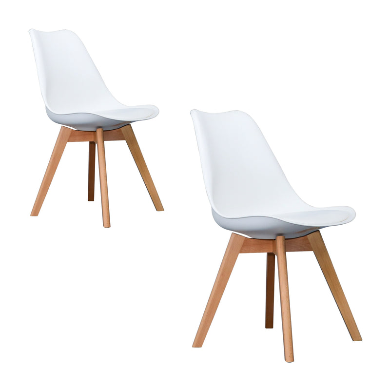 Lucian Set of 2 Dining Chairs Leather Plastic DSW Replica White