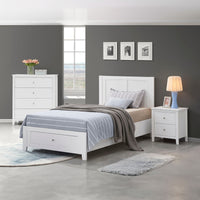 Luna 4pc Set King Bed Frame Bedside Tallboy White