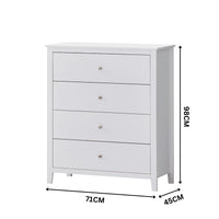 Luna 4pc Set King Bed Frame Bedside Tallboy White