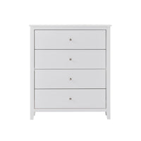 Luna 4pc Set King Bed Frame Bedside Tallboy White