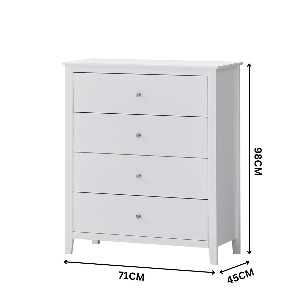 Luna 4pc Set Queen Bed Frame Bedside Tallboy White