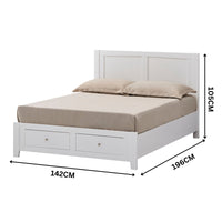 Luna Double Bed Frame Storage Drawer White