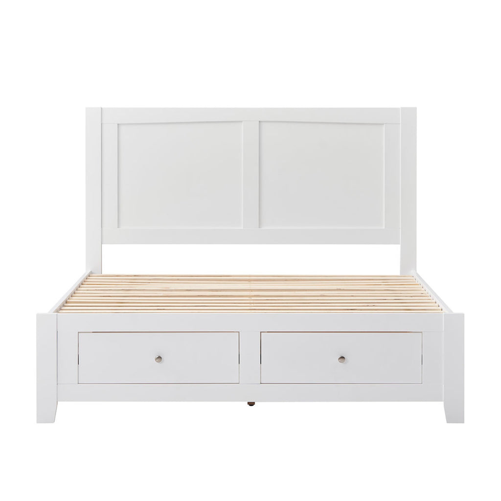 Luna Double Bed Frame Storage Drawer White