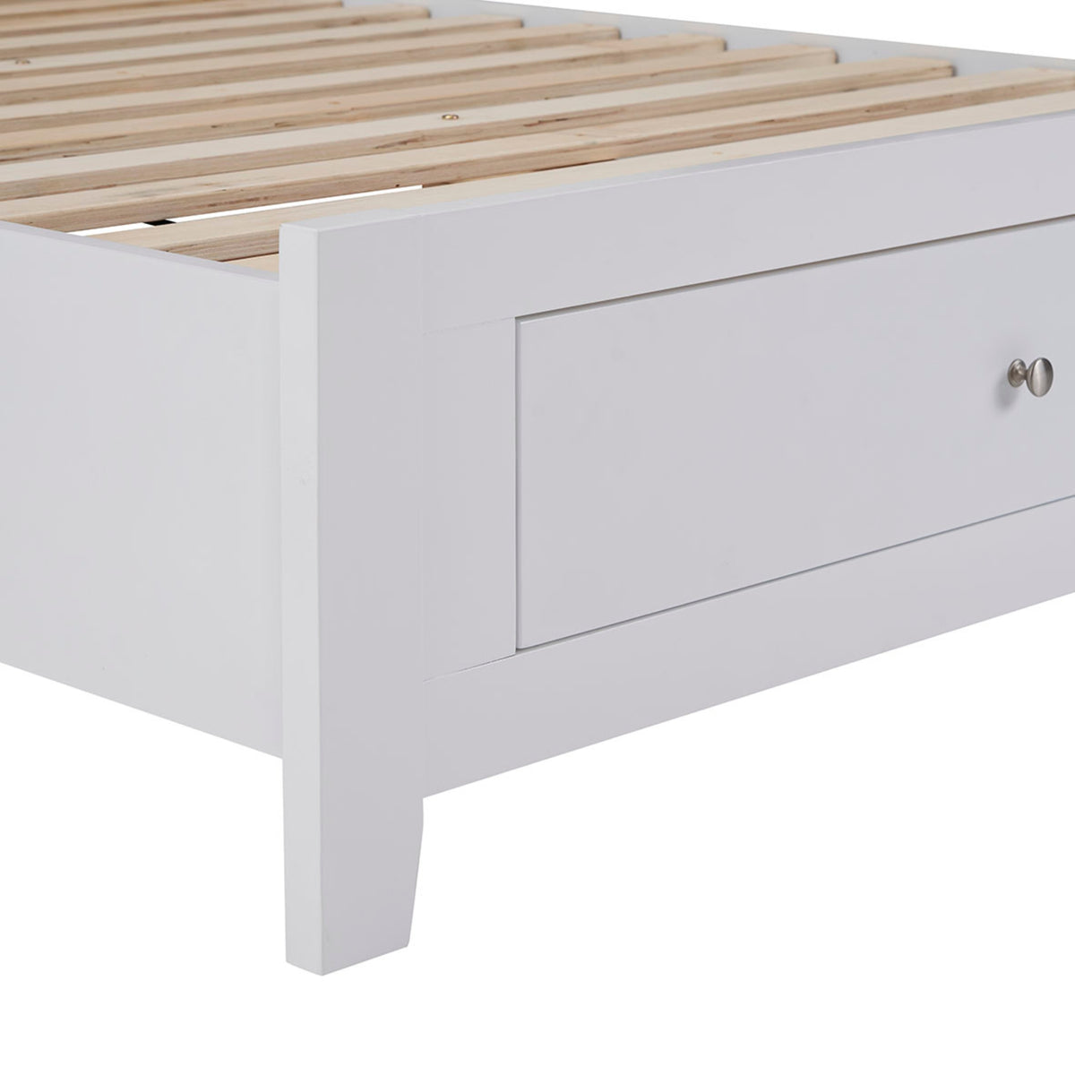 Luna Double Bed Frame Storage Drawer White