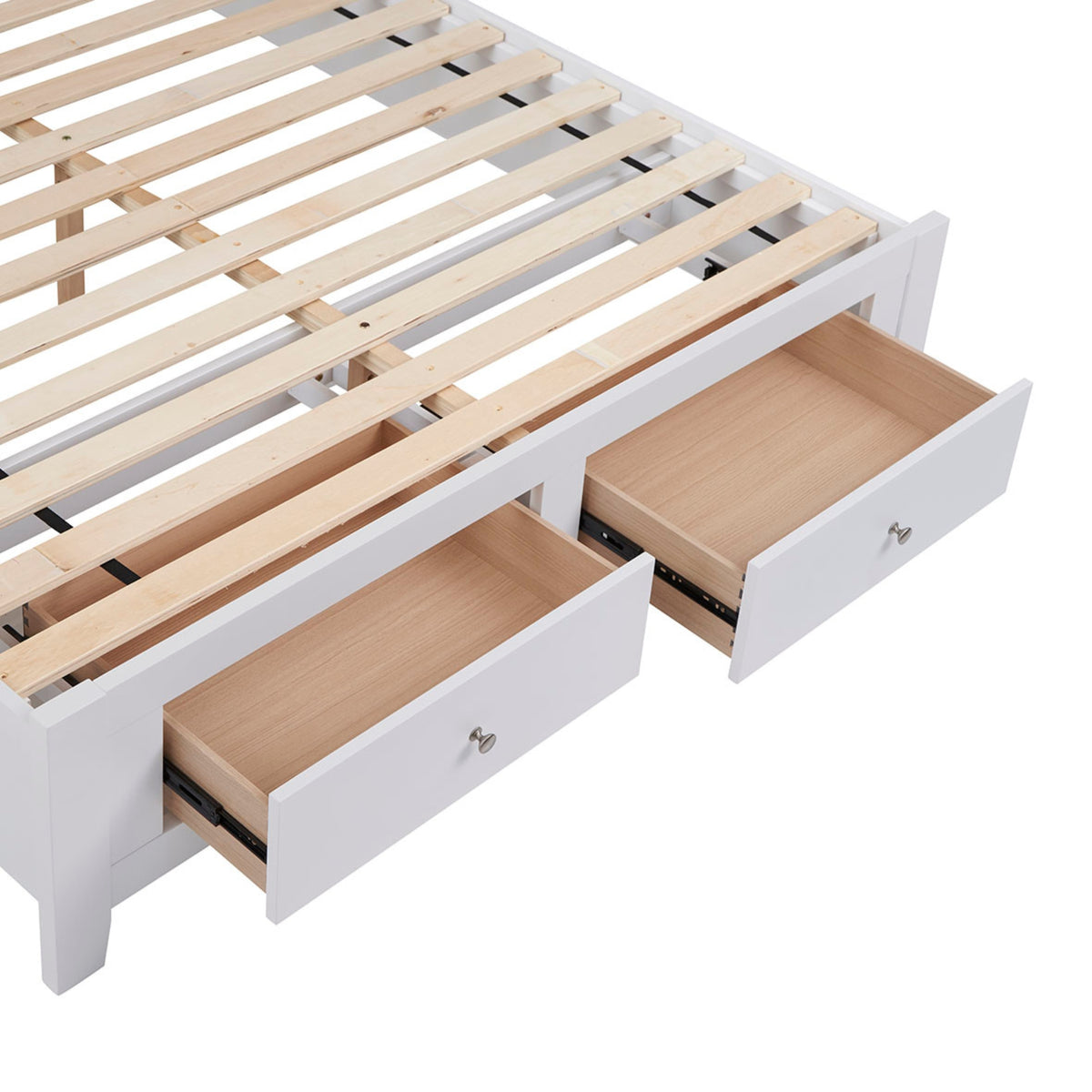 Luna Double Bed Frame Storage Drawer White