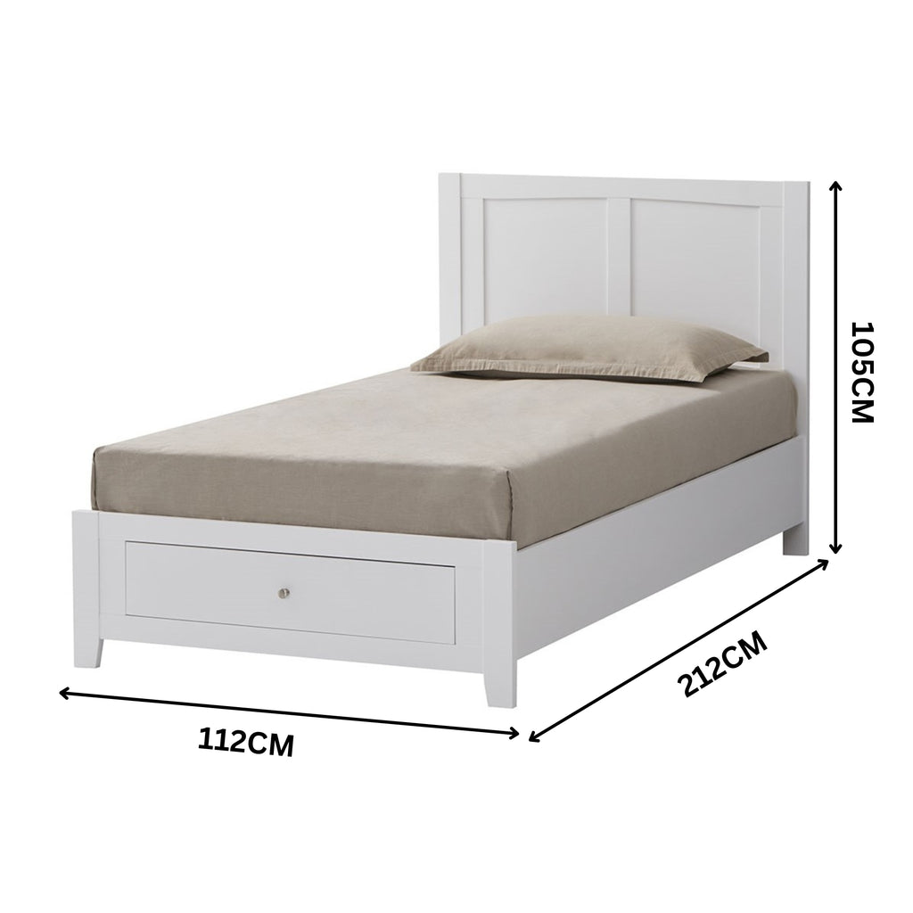 Luna King Bed Frame Storage Drawer White