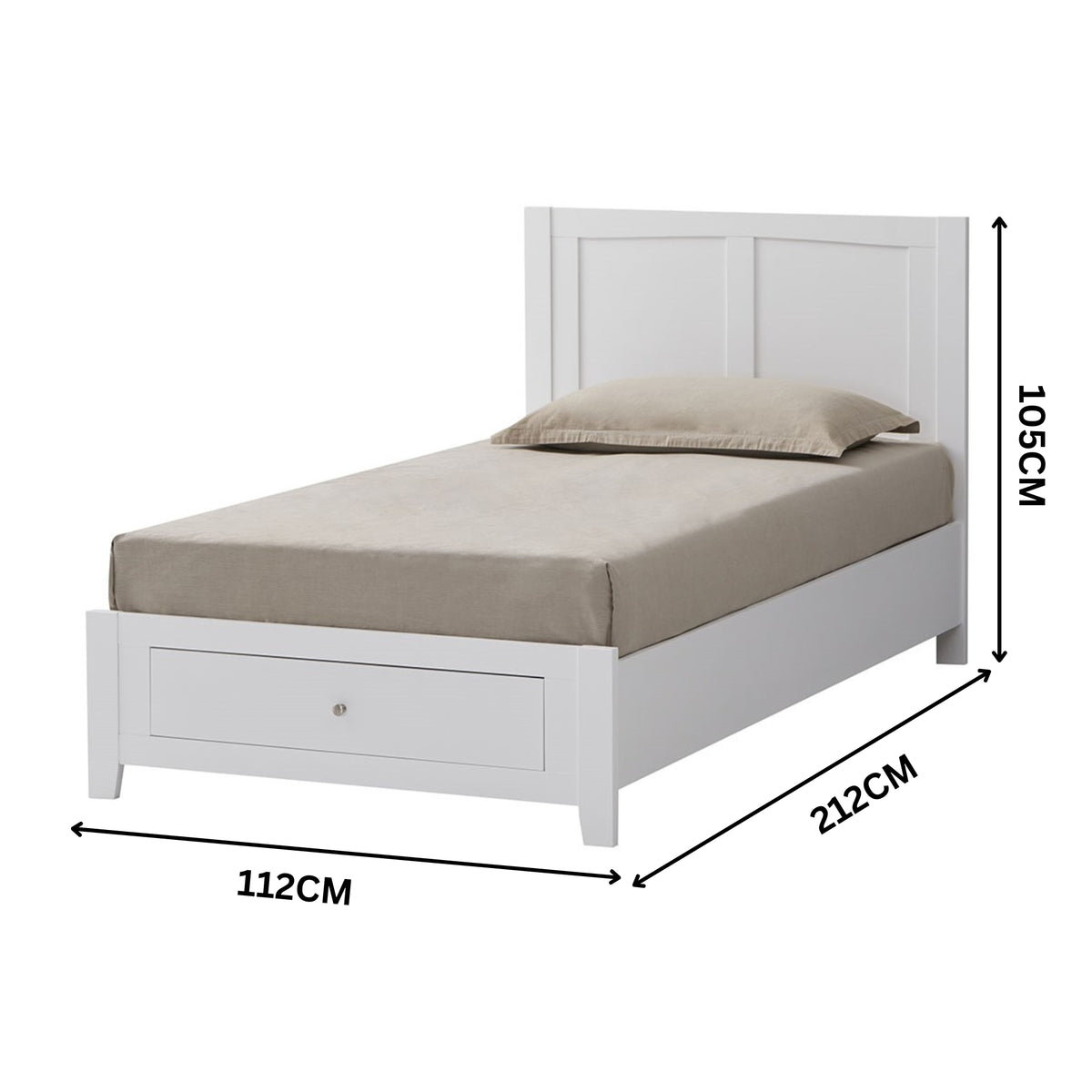 Luna King Bed Frame Storage Drawer White