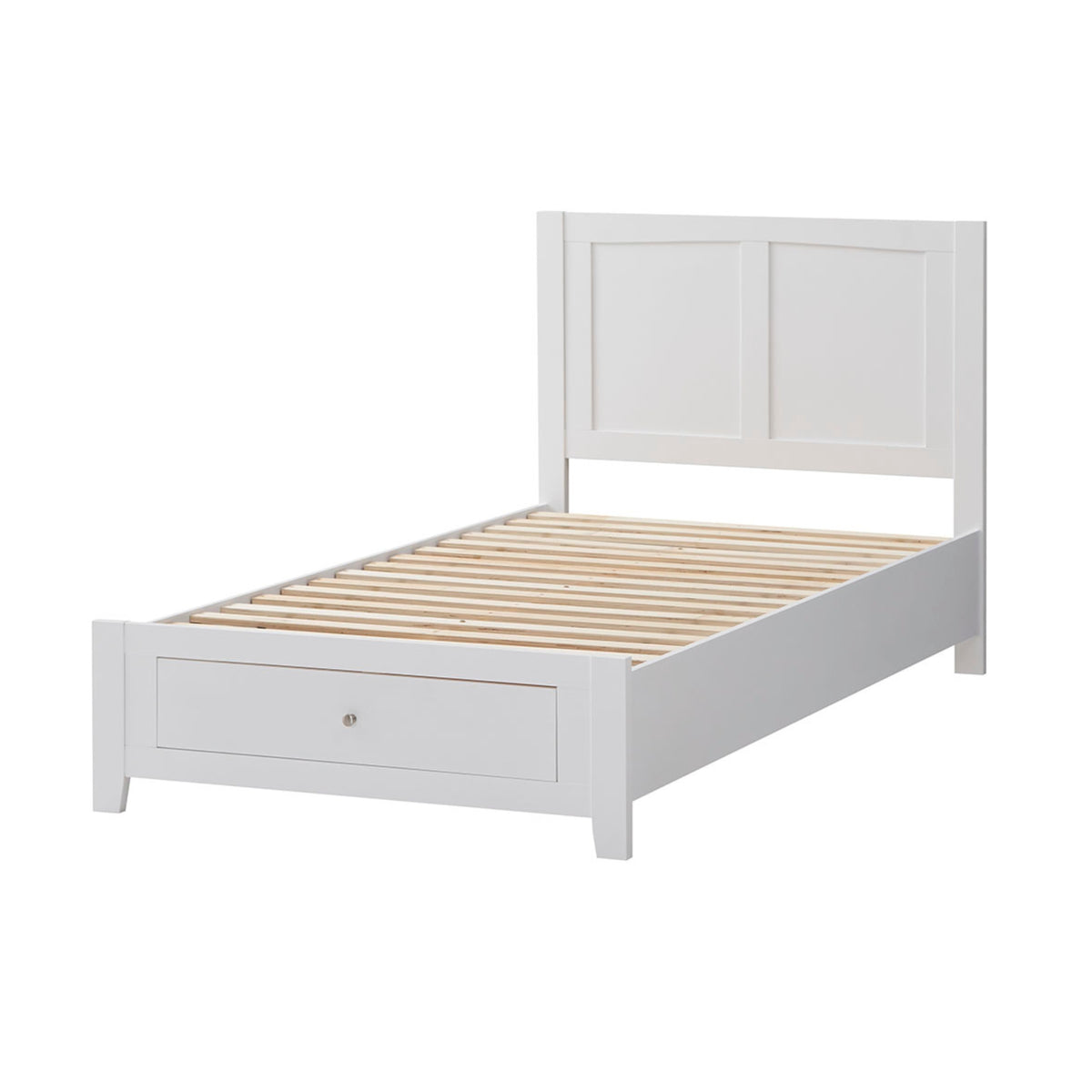 Luna King Bed Frame Storage Drawer White