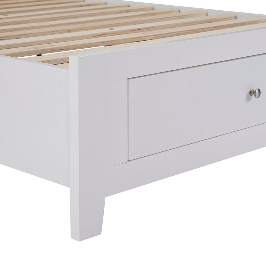 Luna King Bed Frame Storage Drawer White