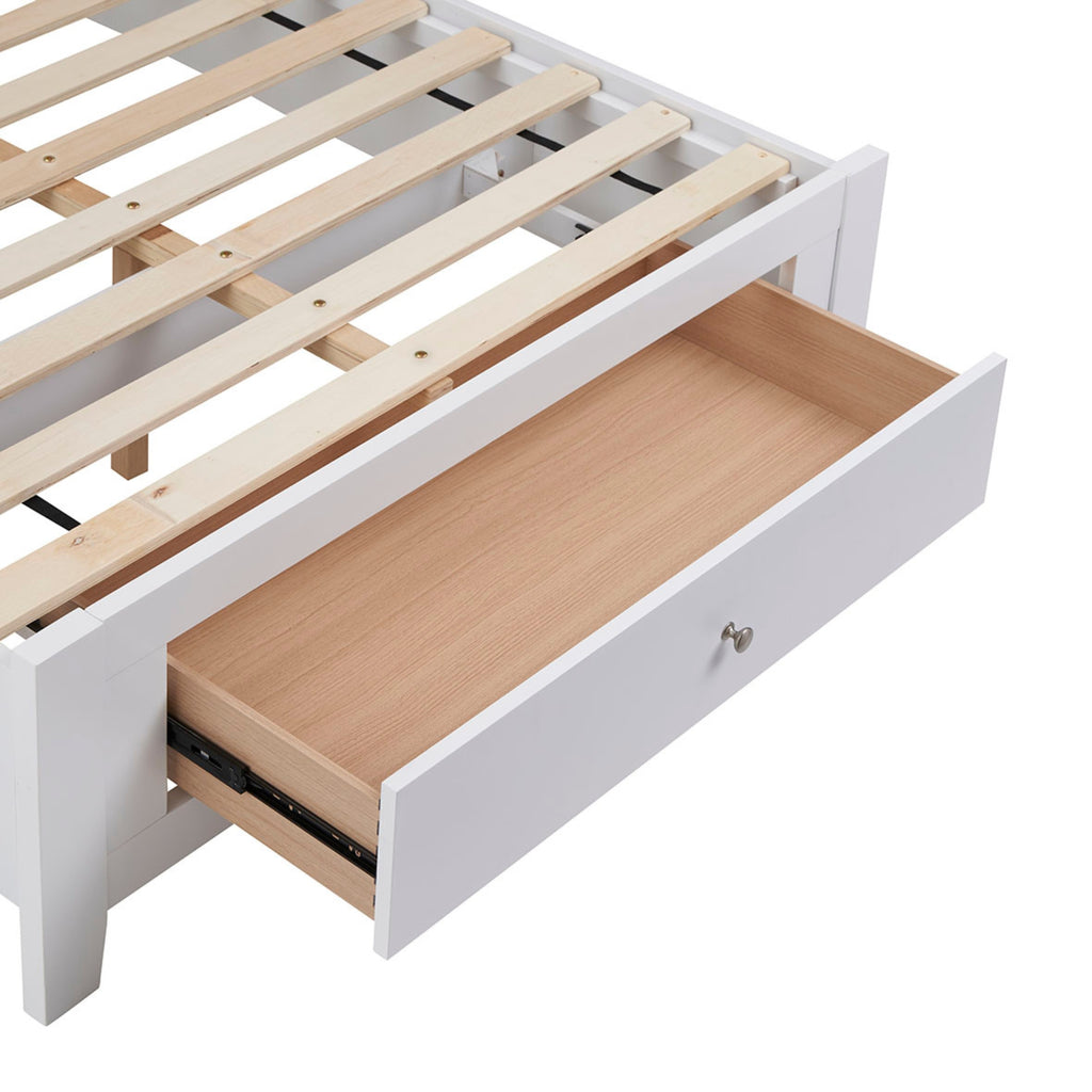 Luna King Bed Frame Storage Drawer White