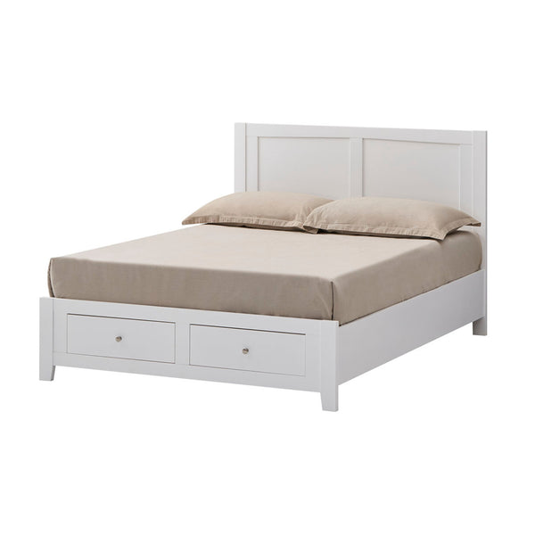 Luna Queen Bed Frame Storage Drawer White