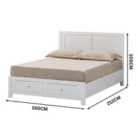 Luna Queen Bed Frame Storage Drawer White