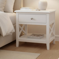 Maison Hampton Bedside Table White