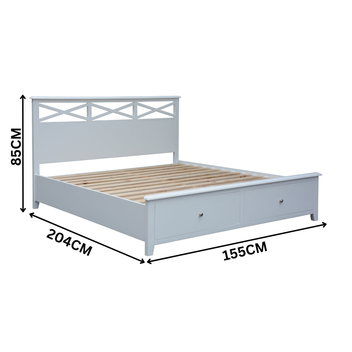 Maison Hampton Double Bed Frame Storage Drawer White