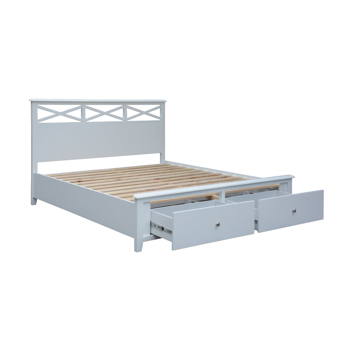 Maison Hampton Double Bed Frame Storage Drawer White