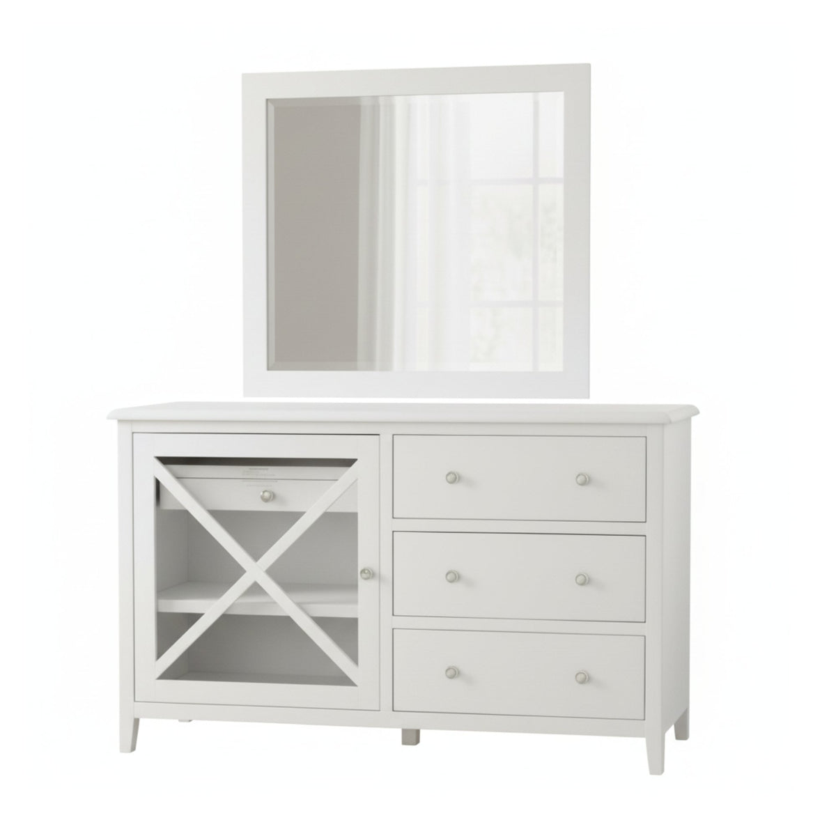 Maison Hampton Dresser Mirror Set White