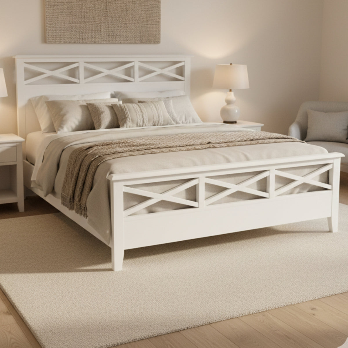 Maison Hampton King Bed Frame White
