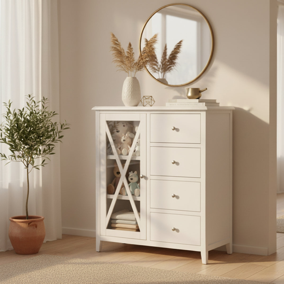 Maison Hampton Tallboy Glass Door White