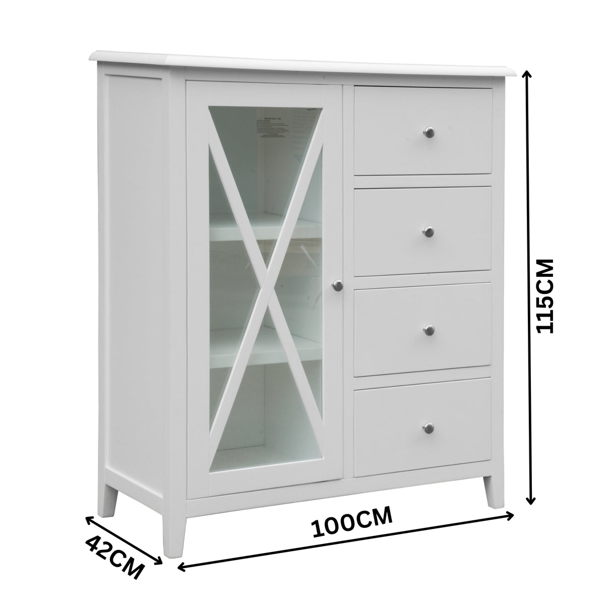 Maison Hampton Tallboy Glass Door White