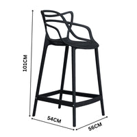 Manly Set of 4 Bar Chairs Kitchen Stools PU Plastic Frame Black