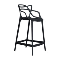 Manly Set of 4 Bar Chairs Kitchen Stools PU Plastic Frame Black