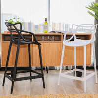 Manly Set of 4 Bar Chairs Kitchen Stools PU Plastic Frame Black