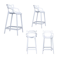 Manly Set of 4 Bar Chairs Kitchen Stools PU Plastic Frame White