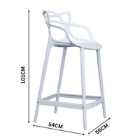 Manly Set of 4 Bar Chairs Kitchen Stools PU Plastic Frame White