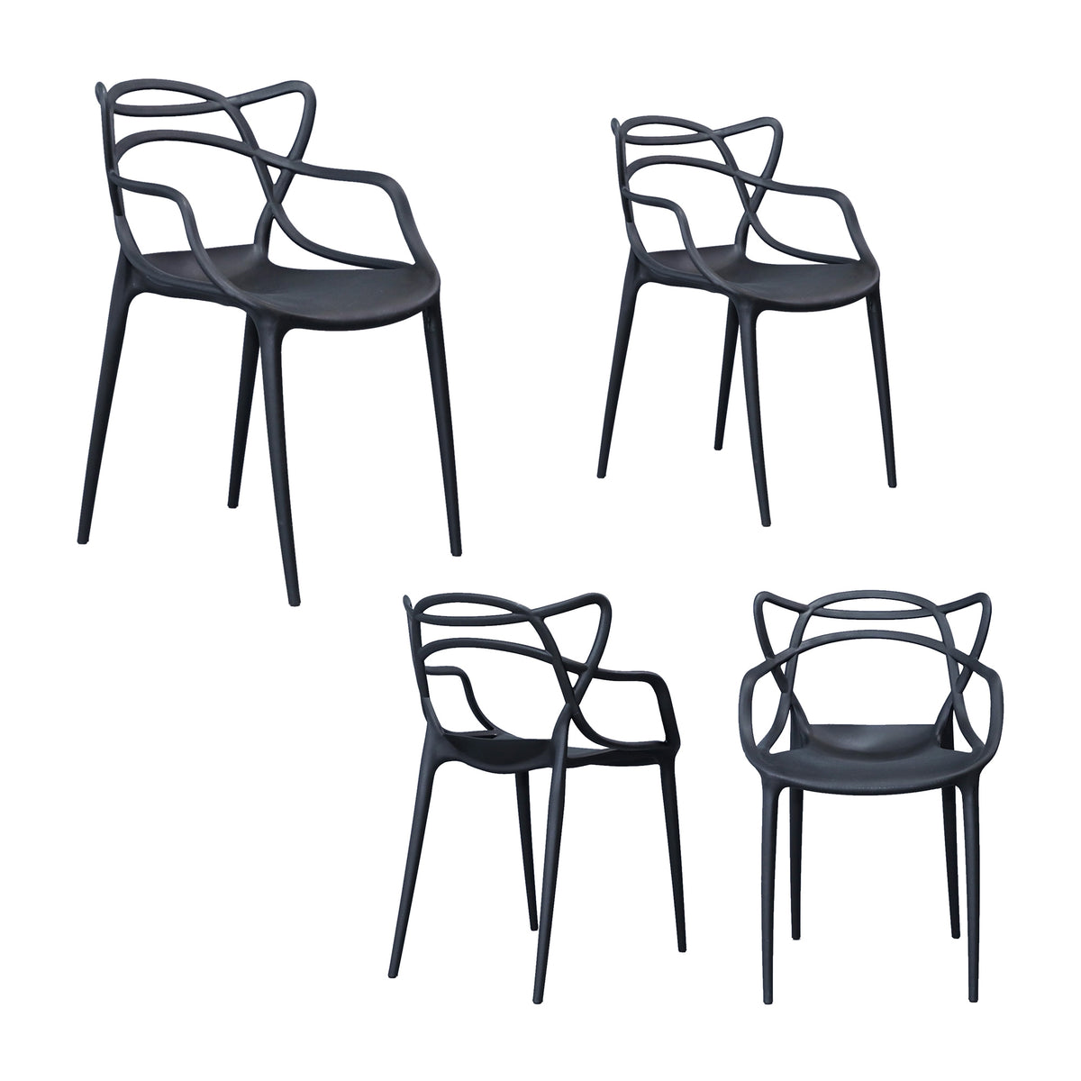 Manly Set of 4 Dining Chairs PU Plastic Frame Black