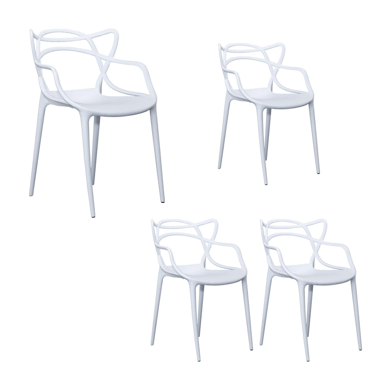 Manly Set of 4 Dining Chairs PU Plastic Frame White