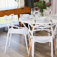 Manly Set of 4 Dining Chairs PU Plastic Frame White