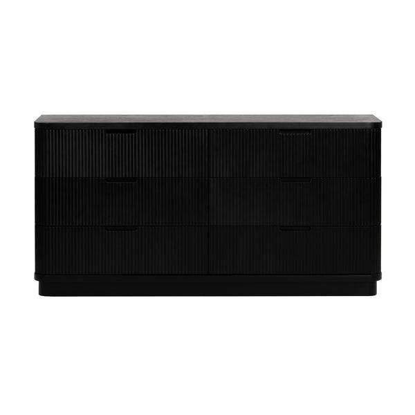 Manna Dresser Fluted Chest of Drawer Black