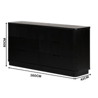 Manna Dresser Fluted Chest of Drawer Black