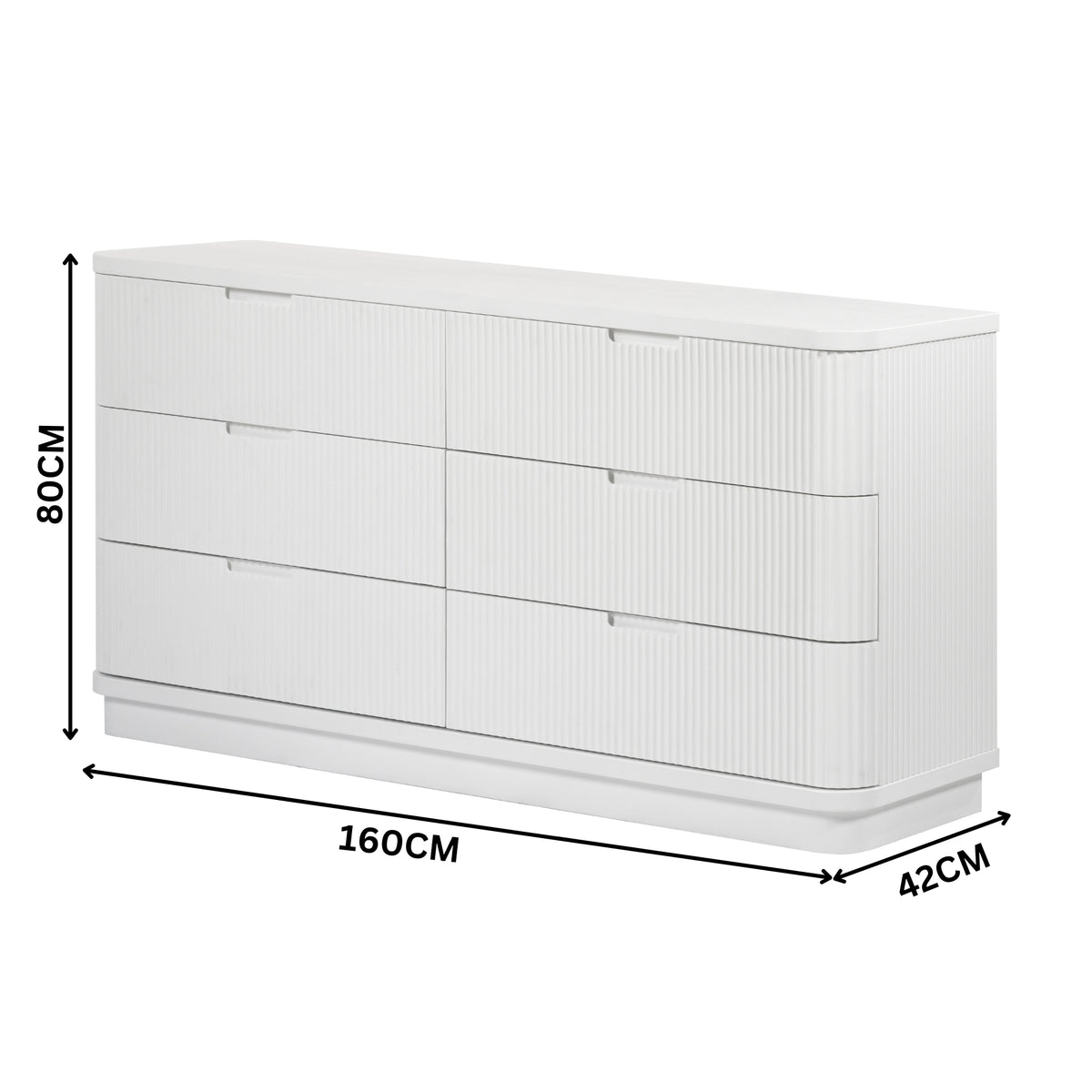 Manna Dresser Fluted Chest of Drawer White