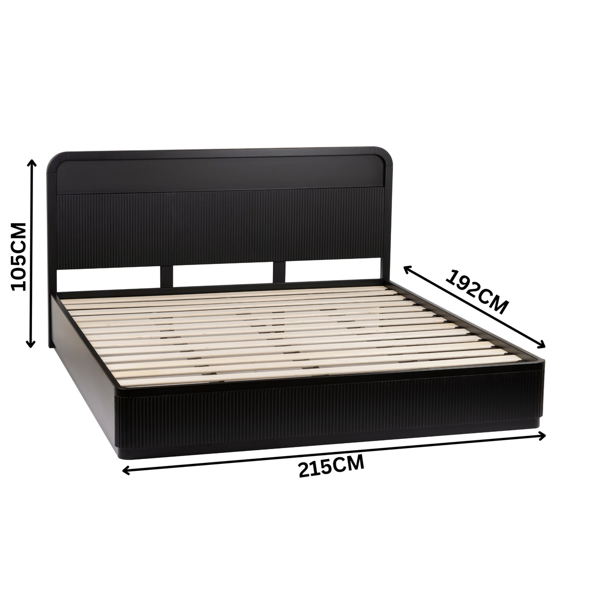 Manna King Bed Fluted Frame Black