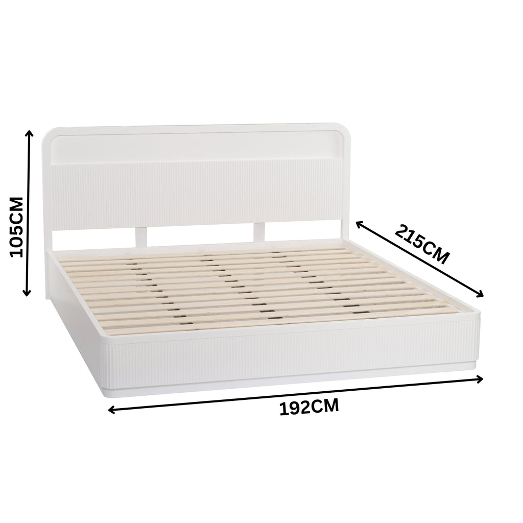 Manna King Bed Fluted Frame White