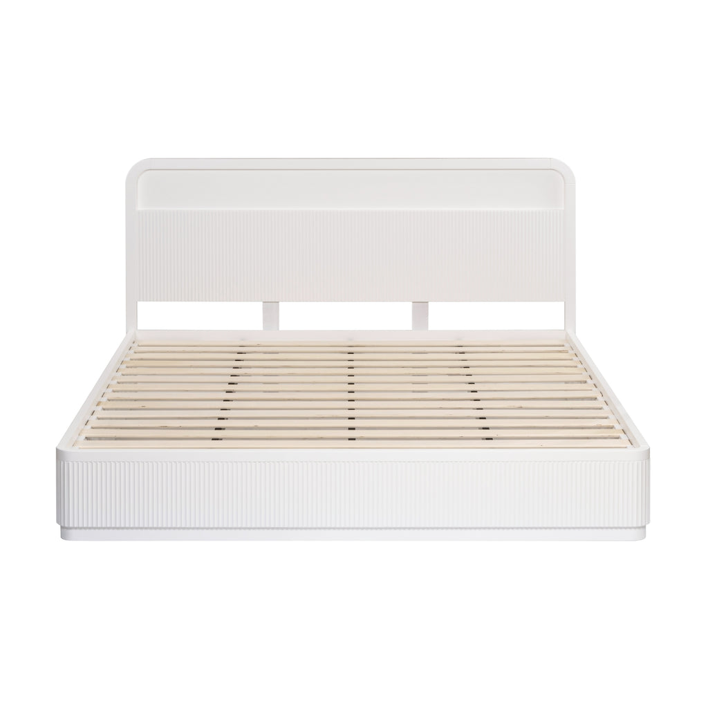 Manna King Bed Fluted Frame White