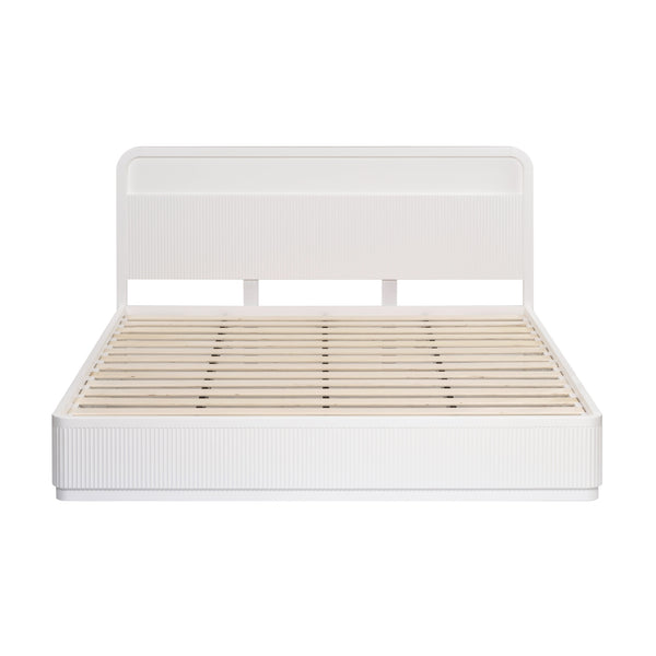 Manna King Bed Fluted Frame White