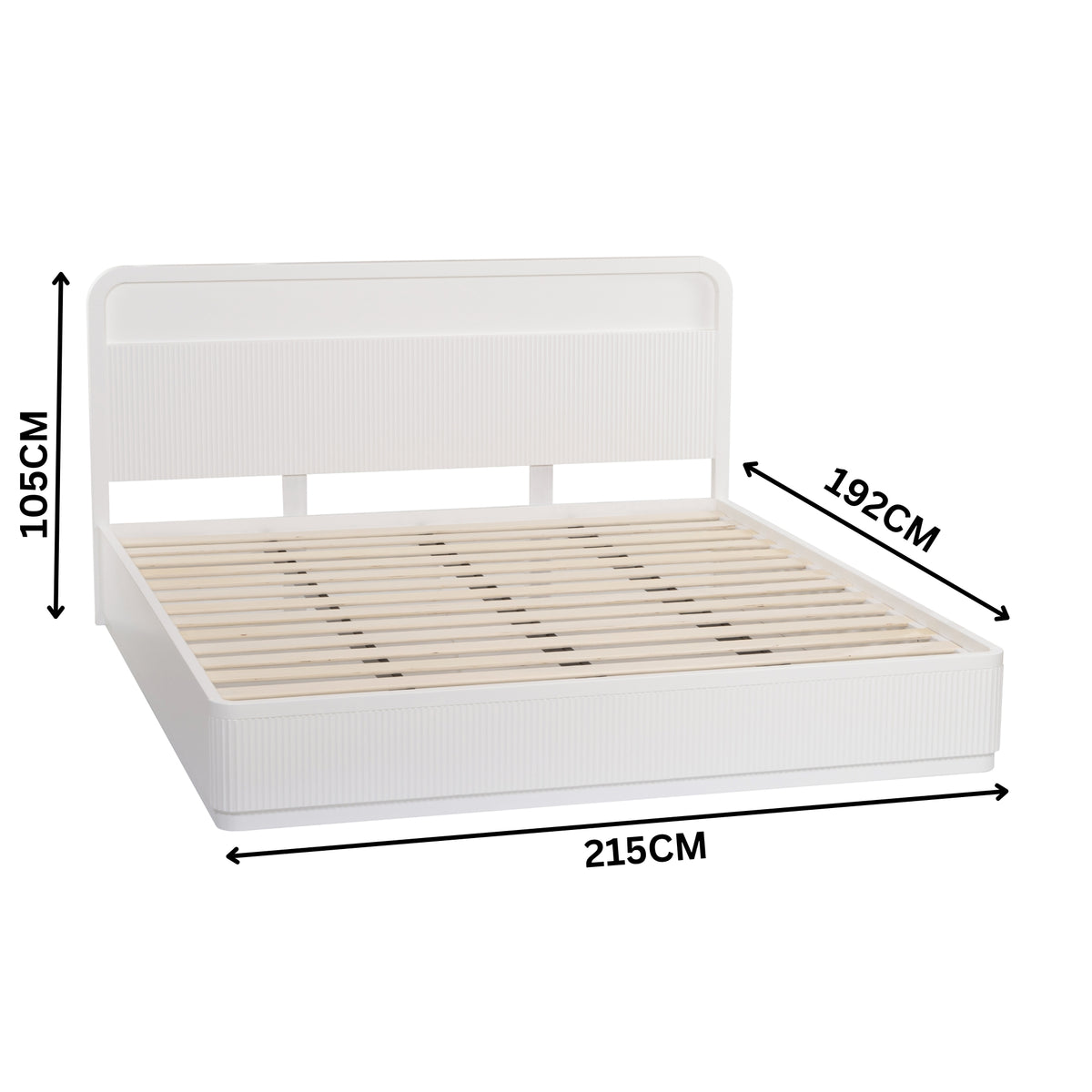 Manna King Bed Fluted Frame White