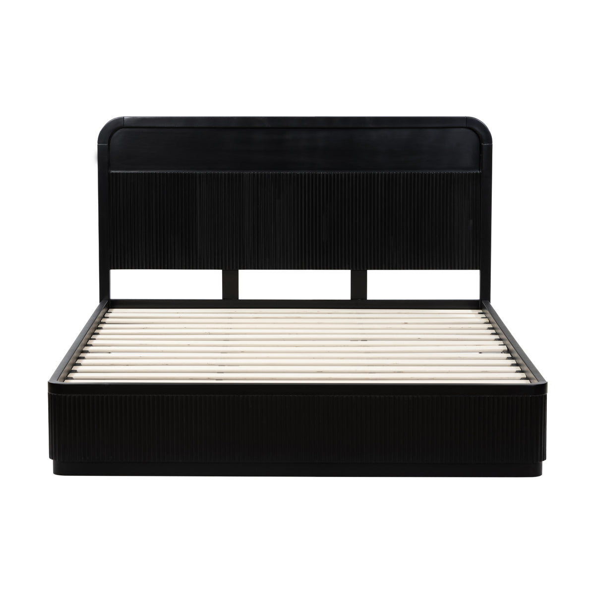 Manna Queen Bed Fluted Frame Black